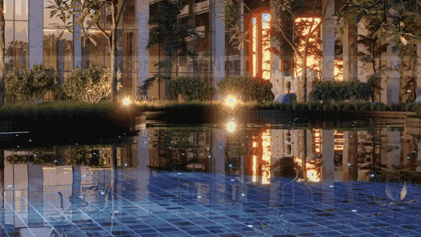 Artist's impression: swimming pool and water feature
